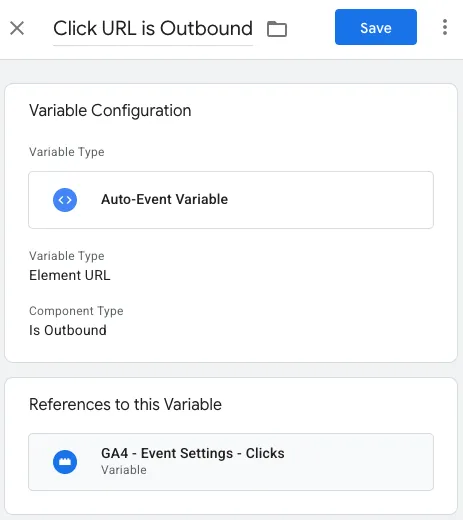 Click URL is Outbound Auto-Event Variable